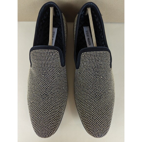 Steve Madden Mezmoryz Loafers Mens 8 Black Gold Studded Slip On Shoes NWB - Picture 8 of 13